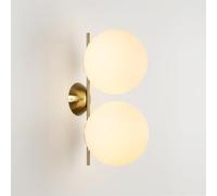 B·LED BARCELONA LED Applique murale d'intérieur VIC 220 - Applique murale moderne avec double boule en verre opale. Douille E27 40 W - Applique dorée minimaliste pour chambre, couloir, salon.