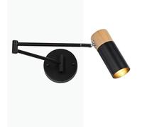 B·LED BARCELONA LED Applique Murale en Aluminium et Bois - Design Nordique Moderne - Bras Articulés Orientables - Douille E27 G45 (Ampoule non incluse) - noir