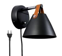 B·LED BARCELONA LED Applique murale en cuir Ellen avec câble et interrupteur