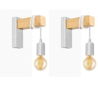 B·LED BARCELONA LED BarcelonaLED Applique murale en bois naturel avec douille E27 Style rétro nordique pour couloir chambre à coucher salon (Lot de 2)