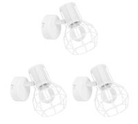 B·LED BARCELONA LED BarcelonaLED Applique murale ou plafond vintage avec abat-jour de cage orientable design nordique industriel blanc pour ampoules culot E14 (Lot de 3)