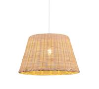 B·LED BARCELONA LED BarcelonaLED Lampe suspendue de plafond abat-jour en osier rigide tressé style nordique vintage avec porte-manteau blanc E27 pour salon cuisine Ø46cm