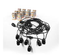 B·LED BARCELONA LED - Kit guirlande lumineuse extérieure 11,5 mètres + 10 ampoules LED G45/E27 filament 4 W - 2 200 K - IP44 - Blanc froid