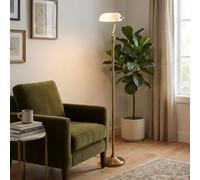 B·LED BARCELONA LED Lampadaire vintage Banquero avec abat-jour orientable blanc et pied en laiton vieilli, douille E27. Style rétro. Lampadaire de lecture pour bureau, salon ou chambre.