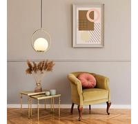 B·LED BARCELONA LED Lampe Suspendue Moderne Dorée - Plafonnier Boule en Verre Blanc Opale Ø20 cm - Culot E27 - Luminaire Élégant pour Salon, Cuisine, Salle à Manger ou Chambre - Design Minimaliste