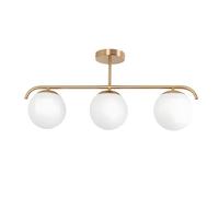 B·LED BARCELONA LED Plafonnier “Talí” à 3 Boules en Verre Opalin - Style Nordique Minimaliste - 3xE27 - Structure Métal doré- Lumière Douce pour Salon, Salle à Manger ou Chambre