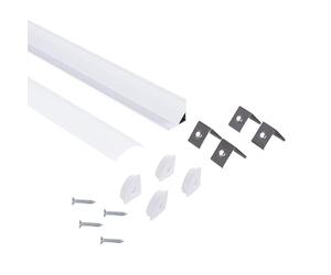 B·LED BARCELONA LED - Profilé bande LED de surface pour coins - Avec diffuseur - Kit complet - 15,8 x 15,8 mm - Bande LED ≤ 10 mm - 2 mètres