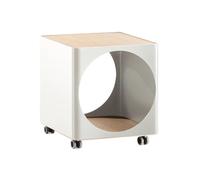 B-LINE table de rangement modulaire RING avec roulettes (Blanc - Acier peint et chêne)