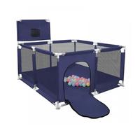 B.LIVEM 126 x 126 × 66 cm Parc Bébé, Améliorée, Avec Panier de Basket et 50 Balls, Aire de Jeux pour Enfants, Bleu Marine