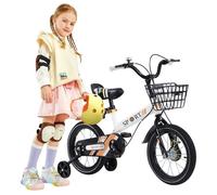 B.LIVEM 16 Pouces Vélo Enfant de 5 à 9 Ans, Blanc, avec Roues d'entraînement, Siège Réglable et Poignée, Garçons et Filles