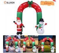 B.LIVEM Arche gonflable 240cm - Décoration de Noël - Décoration d'entrée - Lumières LED - Bonhomme de neige et Père Noël