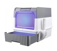 B.LIVEM. Bac à litière Gris avec couvercle XXL, Tiroir et pelle, fonction désinfection UV et stérilisation, 48*35*36cm