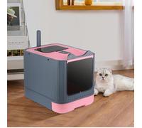 B.LIVEM Bac à Litière pour Chat avec Pelle, Grand Format, Plateau Rétractable, Sac Désodorisant Gratuit, Rose