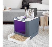 B.LIVEM Bac à Litière pour Chat avec Pelle, Grand Format, Plateau Rétractable, Sac Désodorisant Gratuit, Blanc