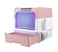 B.LIVEM Bac à litière Rose avec couvercle XXL, tiroir coulissant, pelle à litière gratuite, anti-odeur, 48*35*36cm