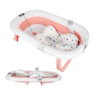 B.LIVEM BAIGNOIRE BÉBÉ CONFORTABLE AVEC TAPIS DE BAIN, PLIABLE, 0-36 MOIS, THERMOMÈTRE INTÉGRÉ, ROSE
