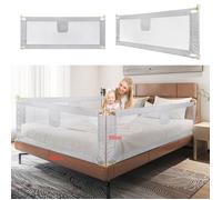 B.LIVEM - BARRIÈRE DE SÉCURITÉ DE LIT (1PC), GRIS CLAIR, 200 X 68CM, HAUTEUR RÉGLABLE, BARRIÈRE ANTI-CHUTE