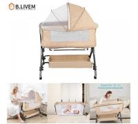 B.LIVEM BERCEAU CODODO 2 EN 1, LIT D'APPOINT BÉBÉ, INCLINABLE, HAUTEUR RÉGLABLE, BERCEAU AVEC MOUSTIQUAIRE, PANIER DE RANGEMENT