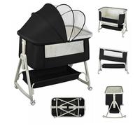 B.LIVEM Berceau Cododo Bébé Lit Cododo 6 Hauteurs Réglables Charge 11KG, Couffin Maille Respirante pour Bébé 0-24 Mois, Gris