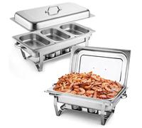 B.LIVEM Chafing Dish Buffets Chauffants 9L Rectangulaire 1/3 Demi Bac ×3 en Acier Inoxydable