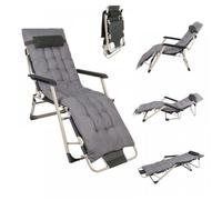 B.LIVEM Chaise Longue Pliante, Inclinable Transat Bain de Soleil Fauteuil Relax Jardin 2 en 1 Rembourré Pliant Têtière Amovible