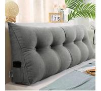 B.LIVEM Coussins Moelleux - Oreillers - Coussin de Chevet Biseauté - Grand Coussin de Lecture - 200 cm - Gris