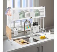 B.LIVEM Égouttoir à Vaisselle Cuisine, Grande Capacité, avec Support de Planche à découper, sur Evier, Avec porte