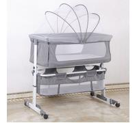 B.LIVEM Lit Bébé 3 en 1, Berceau Bébé, Mobile, Lit d'appoint Bébé, avec Matelas, Hauteur Réglage, avec Panier de Rangement