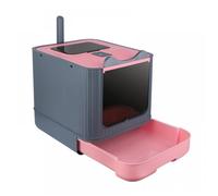 B.LIVEM MAISON POUR CHAT XL, BAC À LITIÈRE POUR CHAT EN PP AVEC PELLE, 44,5×36,5×34,5CM, TIROIR COULISSANT, PLIABLE, ROSE