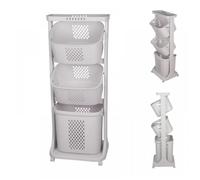 B.LIVEM Panier à Linge à 3 Compartiments, Panier à Linge avec Roulettes, Blanc, pour Cuisines, Salles de Bains et Buanderies