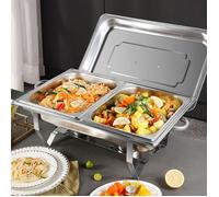 B.LIVEM Plats à Réchaud pour Buffet, 9 L, en Acier Inoxydable, Chauffe-Plats Pliables pour Fêtes, Mariages, Dîners, Buffets