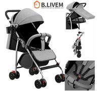B.LIVEM Poussette Canne Bébé 0-4 ans, Poussette Compacte, Pliable, Pour intérieur/extérieur - Gris