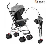 B.LIVEM Poussette canne confortable pour bébés de 0 à 36 mois Tube métal Stable Jusqu'à 30 kg - Gris