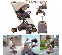 B.LIVEM Poussette Canne Ultra Compacte 0 à 48 mois Pliable Dossier réglable Jusqu'à 45kg Kaki