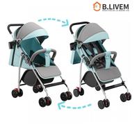 B.LIVEM POUSSETTE COMPACTE AVEC HARNAIS - PLIABLE ET RÉGLABLE - POUR BÉBÉS DE 0 À 4 ANS - 2 EN 1 - CHARGE 50 KG - BLEU CLAIR