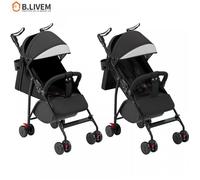 B.LIVEM-Poussette Compacte pour Bébé de 0 à 4 ans, Poussette d'extérieur Pliable, avec Moustiquaire, jusqu'à 35 kg, noir