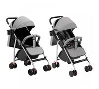 B.LIVEM Poussette Compacte, Poussette Canne d'extérieur, 4 Roues EVA avec Freins, Poussette 2 en 1, jusqu'à 50 kg, Gris