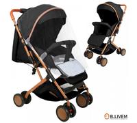 B.LIVEM Poussette de Luxe, Poussette Canne 2 en 1, pour Bébés de 0 à 4 ans, Pliable, Noir