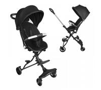 B.LIVEM Poussette, Poussette Compacte Pliable avec Canne Jusqu'à 22 kg, avec Auvent, Roues EVA, Dossier Réglable en Position Plate