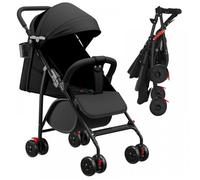 B.LIVEM Poussette - Tube acier + tissu Oxford - Peut s'asseoir, s'allonger et se plier - avec moustiquaire - Noir