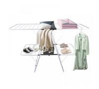 B.LIVEM Séchoir à Linge à 2 Niveaux, Pliable Etendoir Linge avec 4 Ailes Réglables en Hauteur, Intérieur Extérieur, 147cm