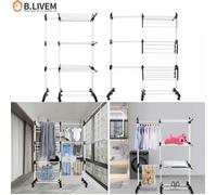 B.LIVEM - Séchoir à Linge Extensible Pliable Étendoir Mobile Grand Capacité H 170cm - Noir et Blanc