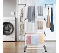 B.LIVEM Séchoir étendoir à Linge, sur Roulette, 4 Niveaux, Pliable, avec Ailes latérales, Intérieure et Extérieure, 170 cm
