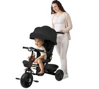 B.LIVEM Tricycle Bébé Évolutif, Draisienne, Trike Bebe, Velo Poussette Bebe Évolutif, Velo Enfant Compact, Capote Pliante