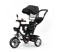 B.LIVEM Tricycle Enfant, Noir, Poussette, avec auvent et poignée de poussette, poussette multifonctionnelle 4 en 1
