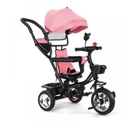 B.LIVEM. Tricycle évolutif pour enfant mixte de 1 à 5 ans, poussette, Rose, avec pare-soleil, poignée de poussette réglable
