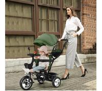 B.LIVEM Tricycle multifonctionnel pour enfants, Noir, poussette améliorée, avec auvent, peut être monté ou poussé