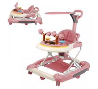 B.LIVEM Trotteur Bebe avec Ensemble de Jeu et Tapis de Sol - Aide à la Marche Robuste avec 4 Positions Réglables - Avec Auvent