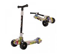 B.LIVEM. Trottinette enfants de 2 à 10 ans, pliable, roues en PU flash, couleurs graffiti, réglable en 3 hauteurs