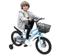 B.LIVEM Vélo 16 Pouces pour Enfants de 5 à 9 Ans, Vélo L 115cm pour Garçons et Filles avec Panier et Roues d'entraînement, Bleu